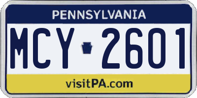 PA license plate MCY2601
