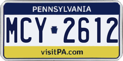 PA license plate MCY2612