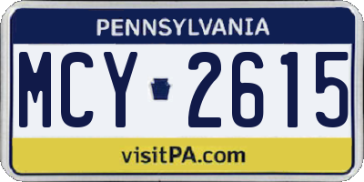 PA license plate MCY2615