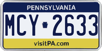 PA license plate MCY2633