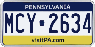 PA license plate MCY2634