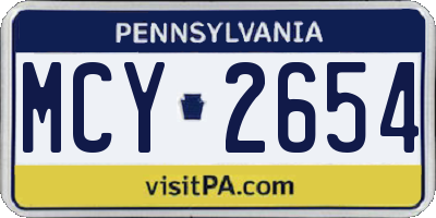 PA license plate MCY2654