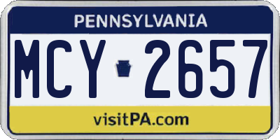 PA license plate MCY2657