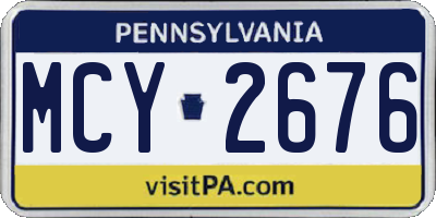PA license plate MCY2676