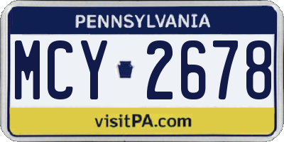 PA license plate MCY2678