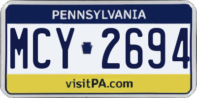 PA license plate MCY2694