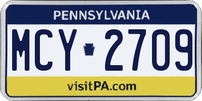 PA license plate MCY2709