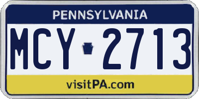 PA license plate MCY2713