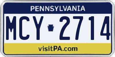PA license plate MCY2714