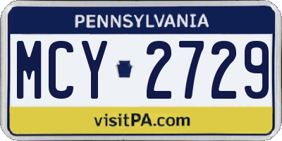 PA license plate MCY2729