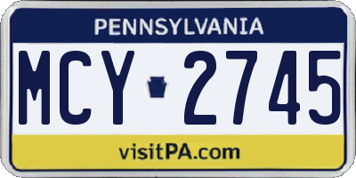 PA license plate MCY2745