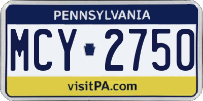 PA license plate MCY2750