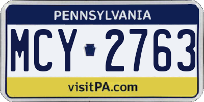 PA license plate MCY2763