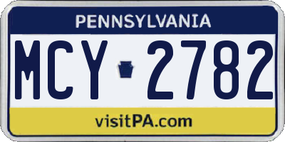 PA license plate MCY2782