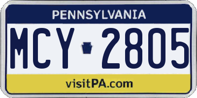 PA license plate MCY2805