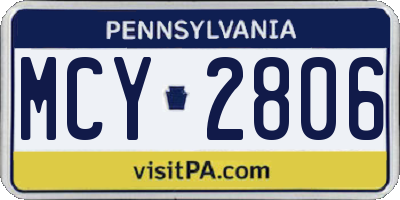 PA license plate MCY2806