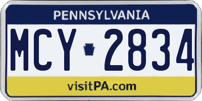 PA license plate MCY2834