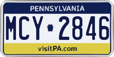 PA license plate MCY2846