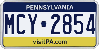 PA license plate MCY2854