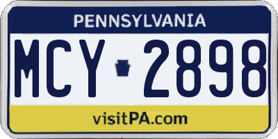 PA license plate MCY2898