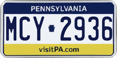 PA license plate MCY2936