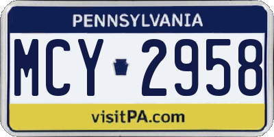 PA license plate MCY2958