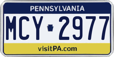 PA license plate MCY2977