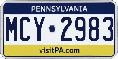 PA license plate MCY2983