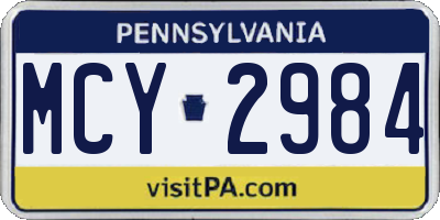 PA license plate MCY2984