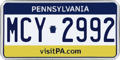 PA license plate MCY2992