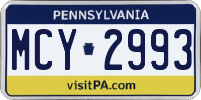PA license plate MCY2993
