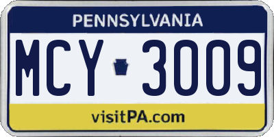 PA license plate MCY3009