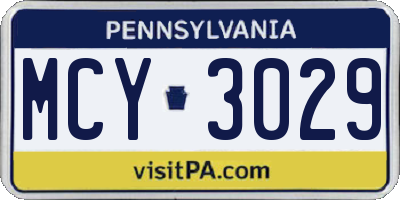 PA license plate MCY3029
