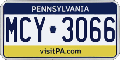 PA license plate MCY3066