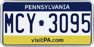 PA license plate MCY3095