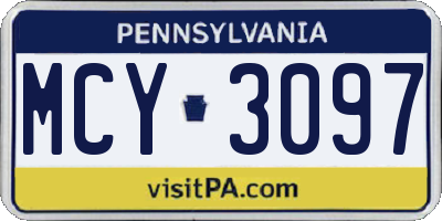 PA license plate MCY3097
