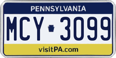 PA license plate MCY3099