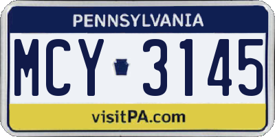 PA license plate MCY3145