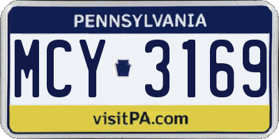 PA license plate MCY3169