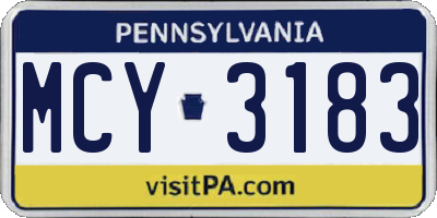 PA license plate MCY3183