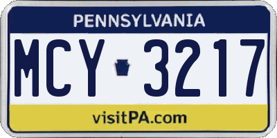 PA license plate MCY3217
