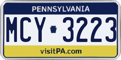 PA license plate MCY3223