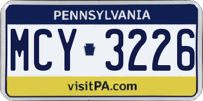 PA license plate MCY3226