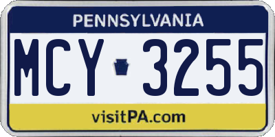 PA license plate MCY3255