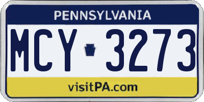 PA license plate MCY3273
