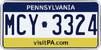 PA license plate MCY3324