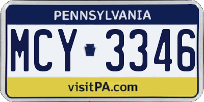 PA license plate MCY3346