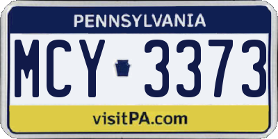 PA license plate MCY3373