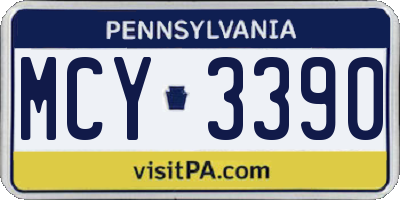 PA license plate MCY3390