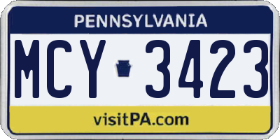 PA license plate MCY3423
